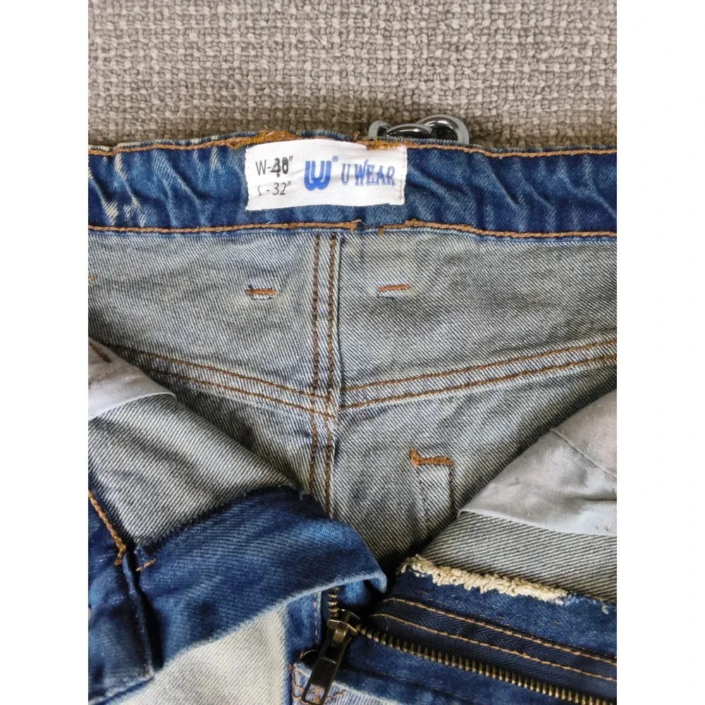 WU WEAR DENIM Mens JEANS NWT Light Wash Distressed 36x32